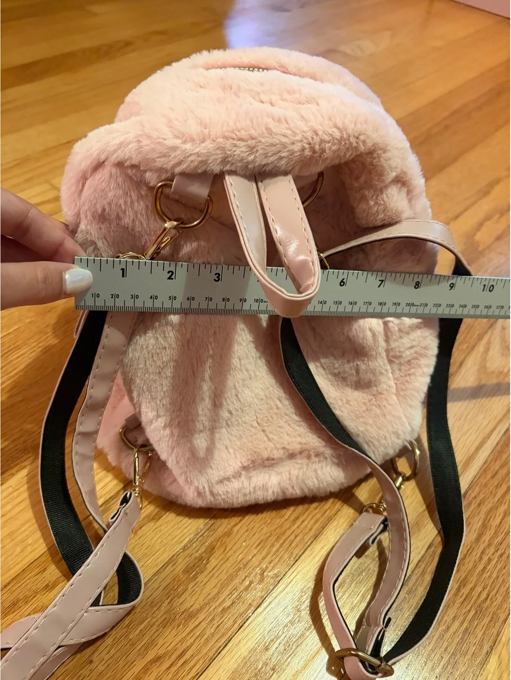 Cute Pink Faux Fur Bunny Backpack with Adjustable Straps
